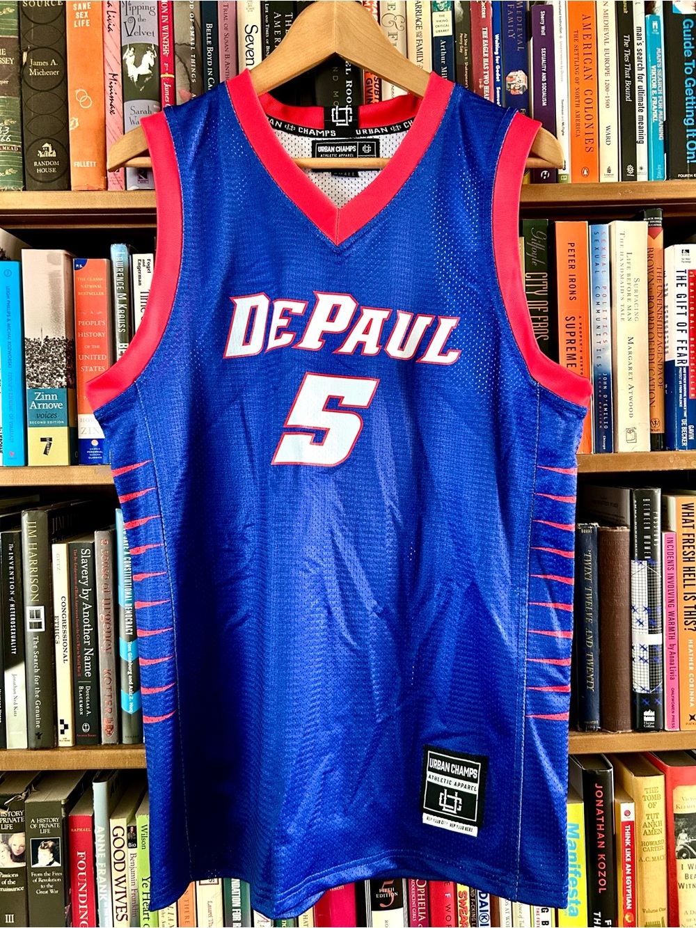 DePaul Chuchill Abass 5 Blue Urban Champs Official NIL Basketball Jersey Small